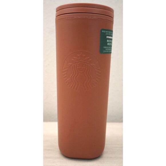 Starbucks 16oz Terracotta/Brown Recycled Plastic Triangle Shaped Tumbler - Picture 2 of 7